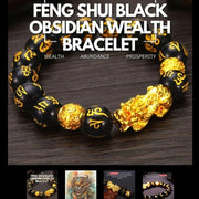 Feng shui black obsidian wealth bracelet