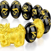 Feng shui black obsidian wealth bracelet