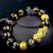 Feng shui black obsidian wealth bracelet